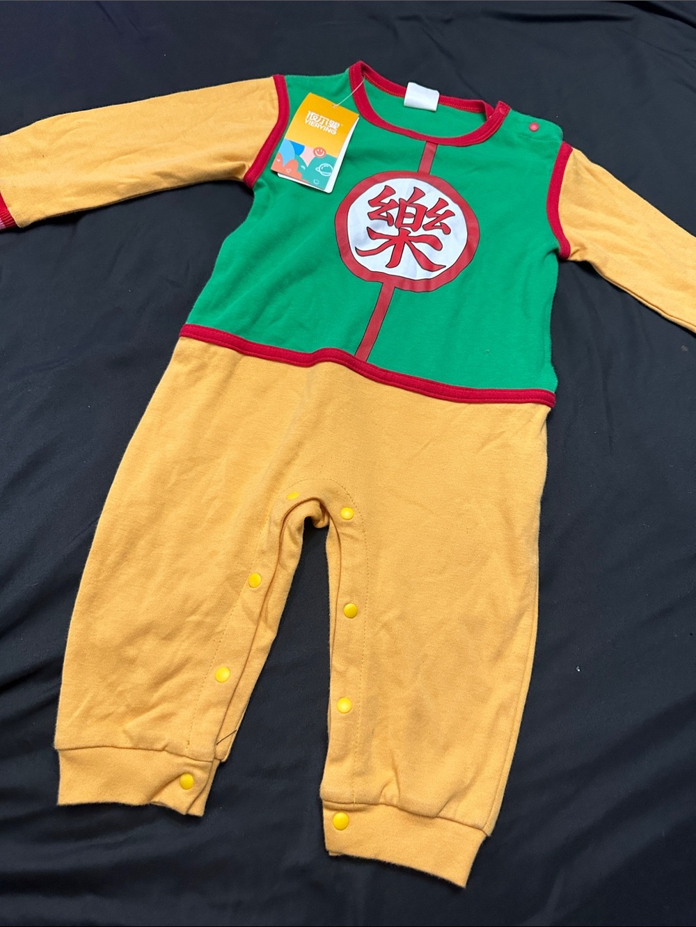 Kids One-Piece Jumpsuit with Green & Mustard Colorblock